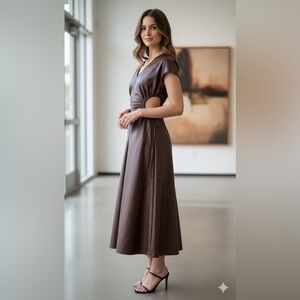 NWT 7 For All Mankind Faux Leather Midi Dress - Size S